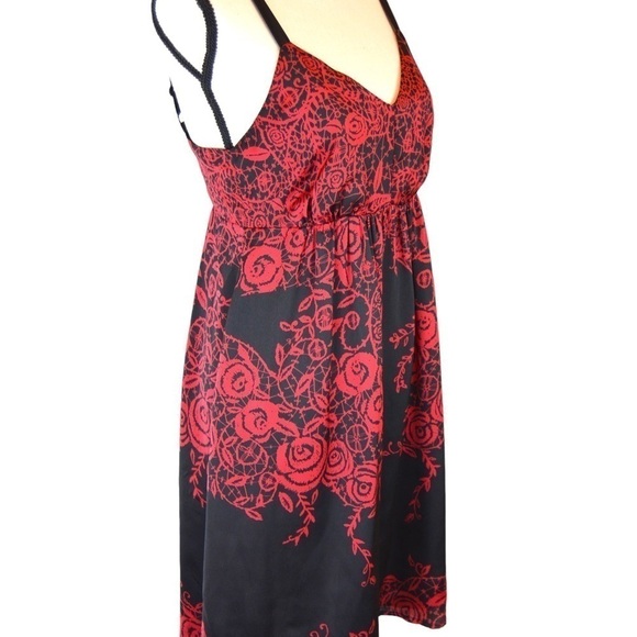 NWT Apt. 9 Smocked Back Wide Strap Slip Dress Rose Small Dark Romantic Vamp - Picture 2 of 10